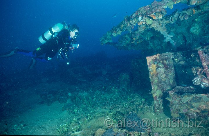 Fore Deck1.jpg - Swimming past the forward gun mount
